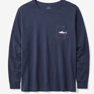 Vineyard Vines Mens Tarpon Fish Graphic Long Sleeve T-Shirt Navy Size XXL